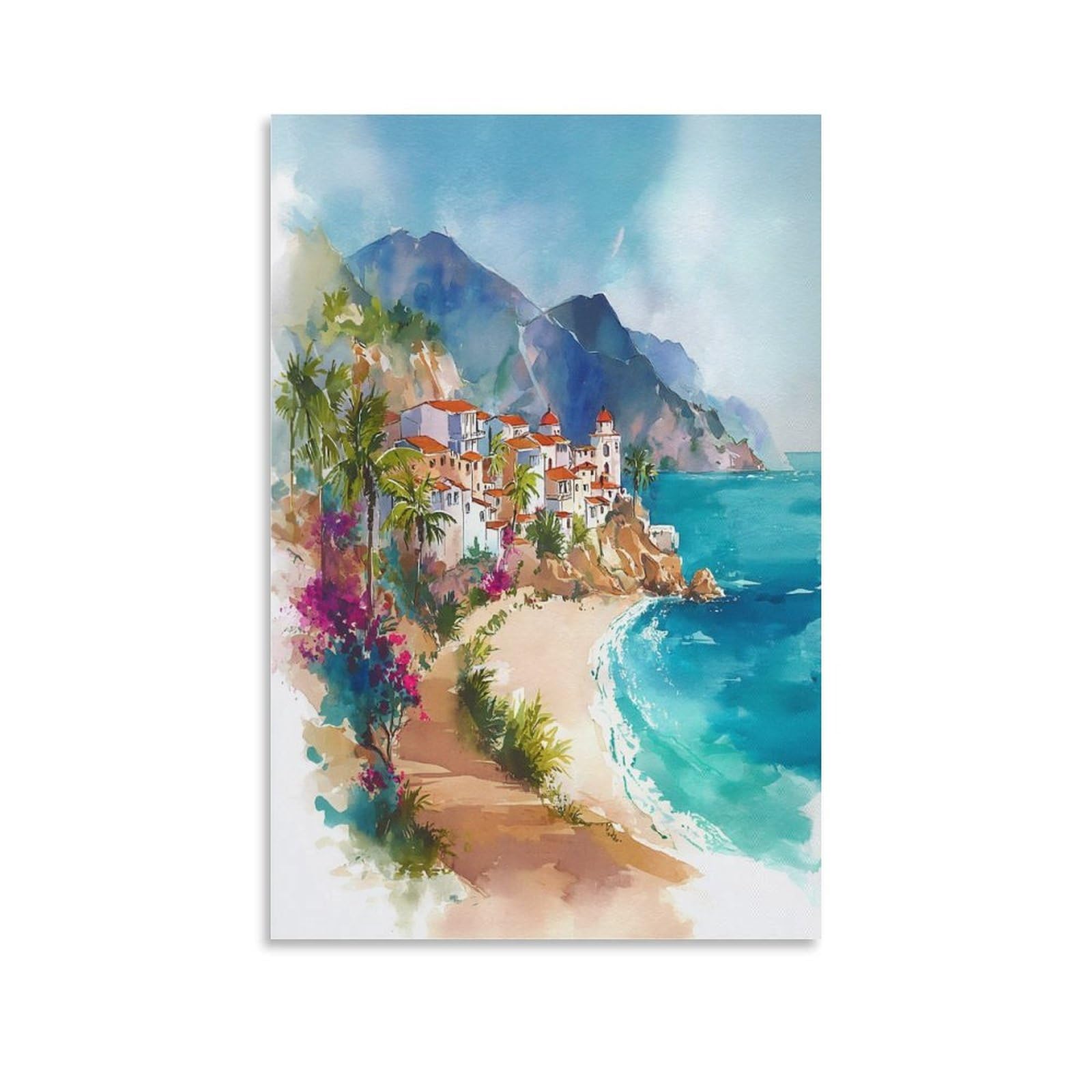 XWYMXZ Cabo San Lucas Watercolor Painting Mexico Travel Poster Tree 20x30inch(50x75cm) Vintage Watercolor Canvas Art