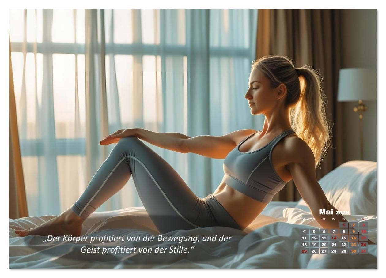 Mit Yoga ins Bett (hochwertiger Premium Wandkalender 2026 DIN A2 quer), Kunstdruck in Hochglanz: Ihr Kalender für Erholung, Entspannung und Achtsamkeit (CALVENDO Gesundheit)