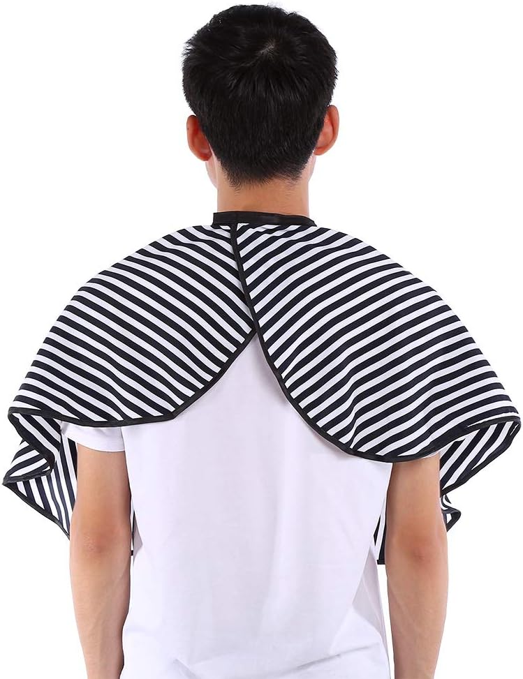 Folany Soft Cloth Hair Cutting Barber Cape Salon Gown Bib, Apron Vertical Stripes Short Hair Cutting Cape, Adult/Kids for Barbershop