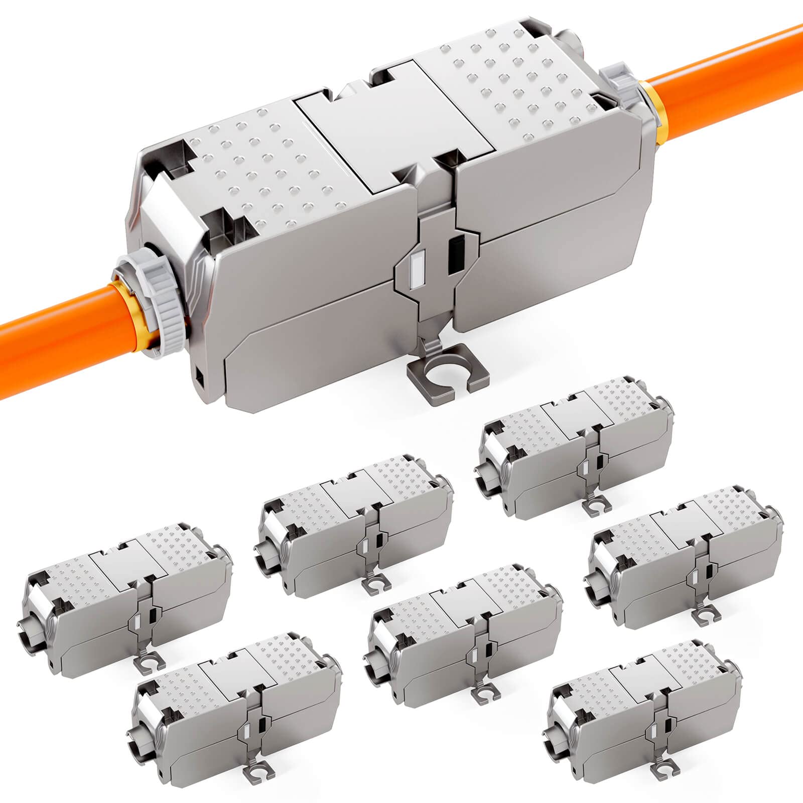 HB-DIGITAL Lot de 8 connecteurs de câbles réseau Cat6a 10 Gbit sans outil - Coupleur LAN et rallonge pour connexion Ethernet RJ45 - Compatible avec câble LSA