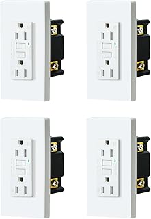SuperInk 15A GFCI Outlet, GFCI Outlets Weather Resistant Outdoor GFI Receptacles with LED Indicator, Wall Plates Included, ETL Listed, White, 4 PK