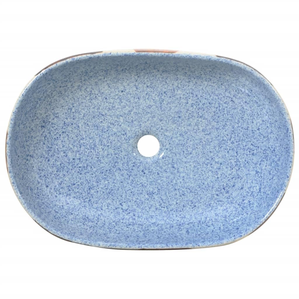 ShGaxin Lavabo sobre encimera Ovalado cerámica Multicolor 59x40x14 cm, Fregadero, Lavabo Baño, Lavamanos Baño, Lavatorio Casa De Banho, Mueble Lavabo sobre Encimera - 155108