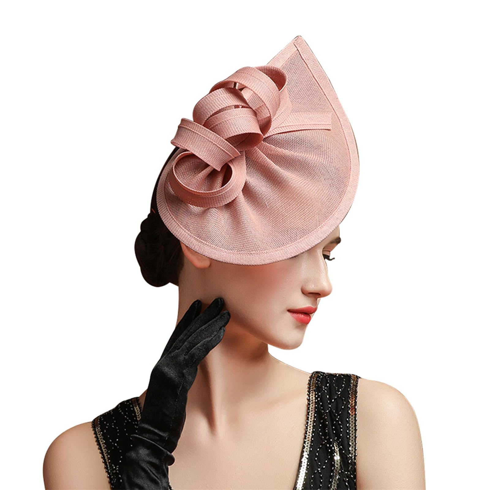 Caistre Women Fascinator Hat Feather Mesh Headpiece Wedding Party Headband or Clip Hair Accessory Race Cocktail Bridal Event