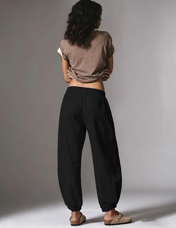 YURIONA Women's Barrel Sweatpants High Waist Joggers with Pockets, Black, L by YURIONA - Used condition - Image 4