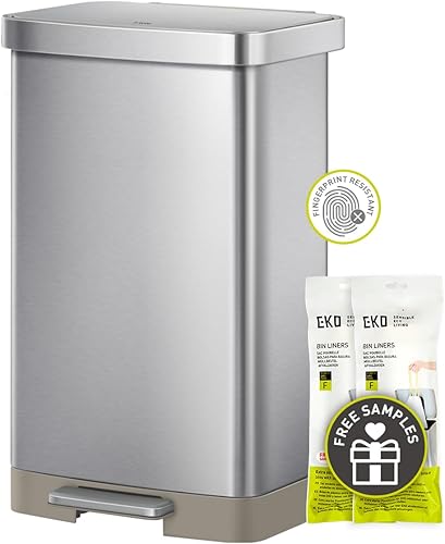 Miniatura 17 de EKO Hudson - Basurero de cocina de 50 litros/13.2 galones con tapa de cierre suave, cubo de basura de acero inoxidable, cubo de basura con