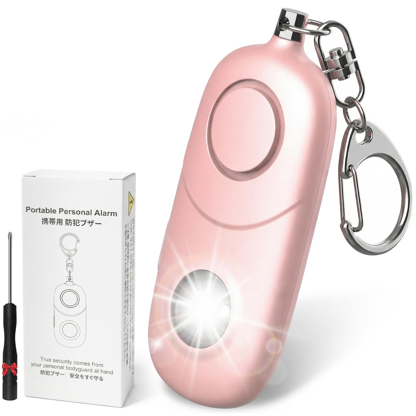 Qoosea Llavero Alarma Personal 135dB con Luz Estroboscópica para Mujeres, Niños, Estudiantes, Ancianos – Alerta de Seguridad, Autodefensa de Emergencia, Carrera Nocturna, Senderismo(Rosa)