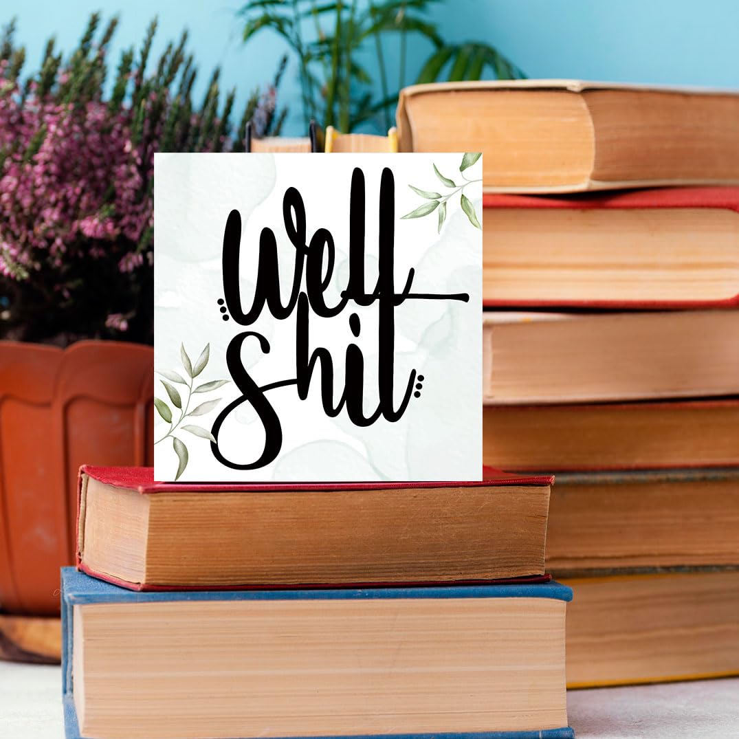 LVQHI Funny Bathroom Definition Sign – Wooden Box Decor For Shelf, Desk, Or Restroom, 5x5 Inches