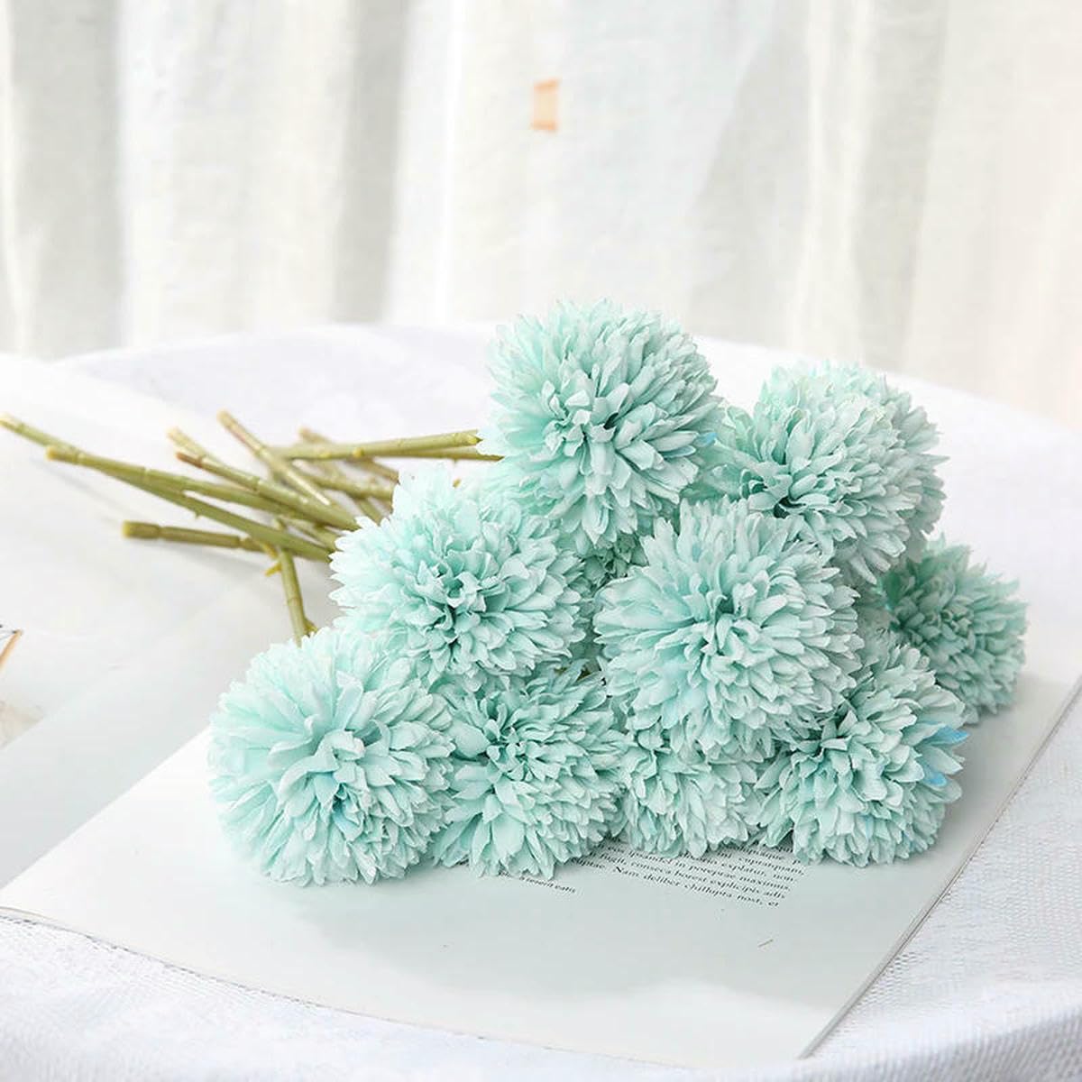 AYHTUD 3/5Pcs Hydrangea Artificial Flowers Bouquet For Home Bedroom Decor Wedding Decoration Craft Vases Flower Arrangement Accessories-Blue-5Pcs