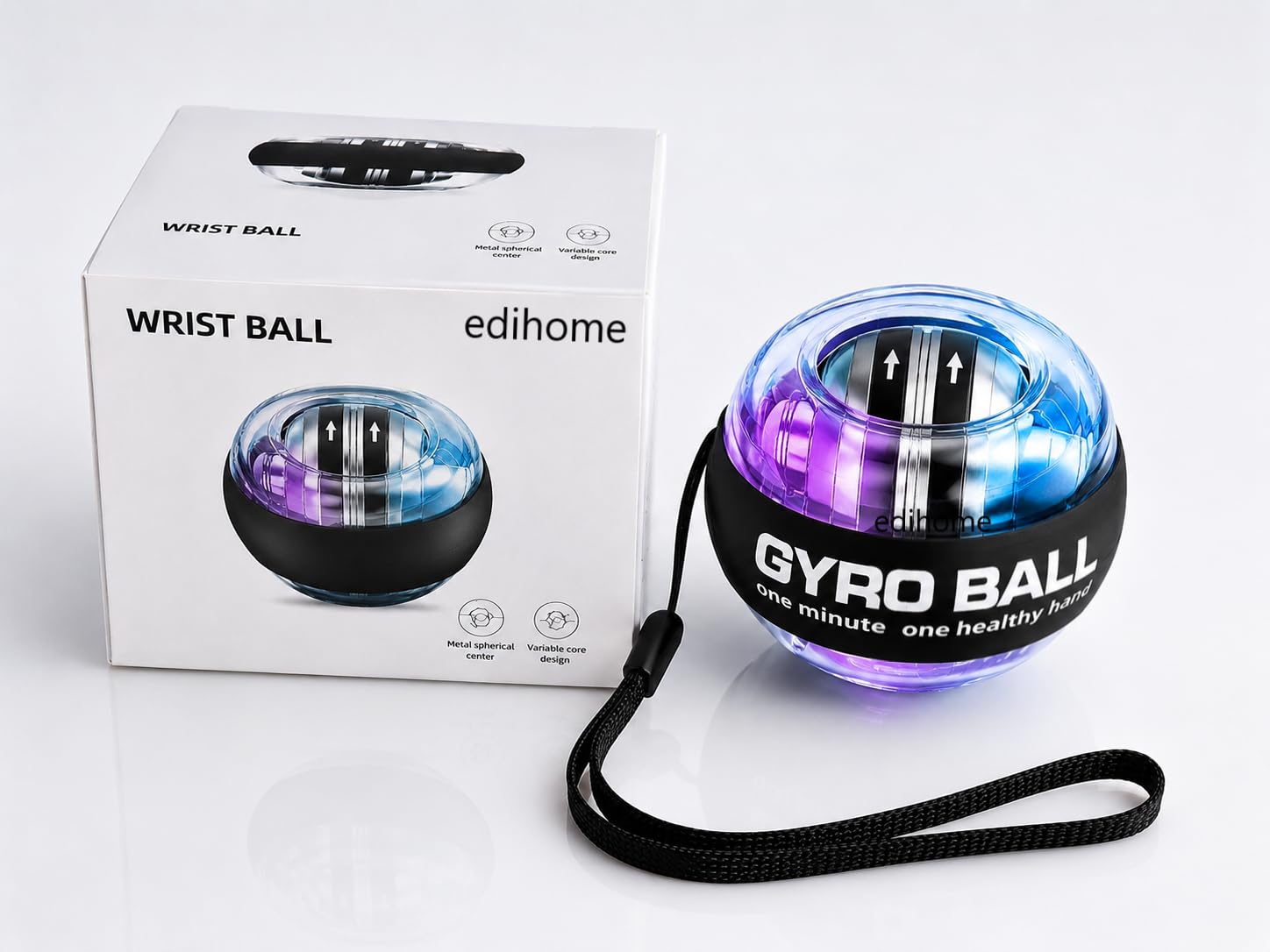 Hand Grip Strengthener,Ultimate Finger Exerciser Strength Trainer Exercise Ball Hand Strengthener Hand Balls Workout weighted jump rope Men & Women (BLACK-Gyro Ball)-image-30