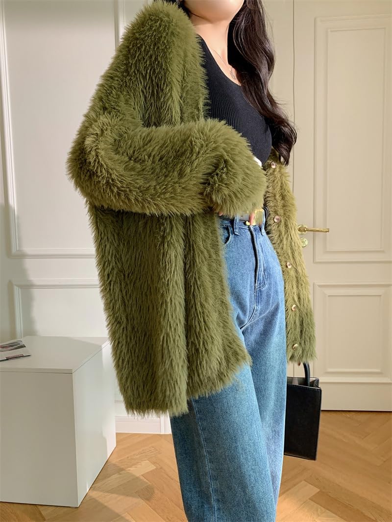 Chaqueta Punto Mujer,Cárdigans De Mujer Suéter De Punto Difuso Tops con Botones Delanteros Abiertos Cárdigans De Punto Suéter De Lana Suave Y Cálido De Invierno Abrigos De Gran Tama