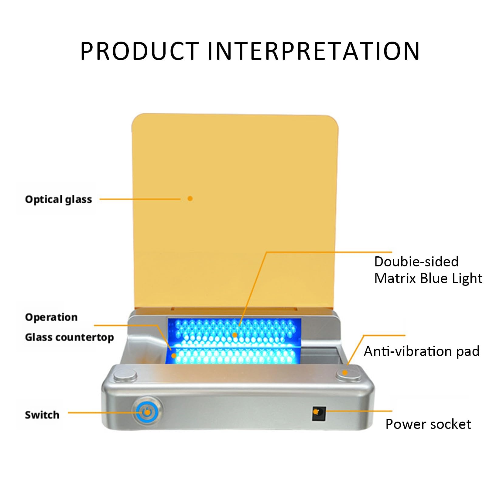 Transiluminador de laboratorio con intensidad LED ajustable e iluminación de matriz de doble cara para aplicaciones biológicas