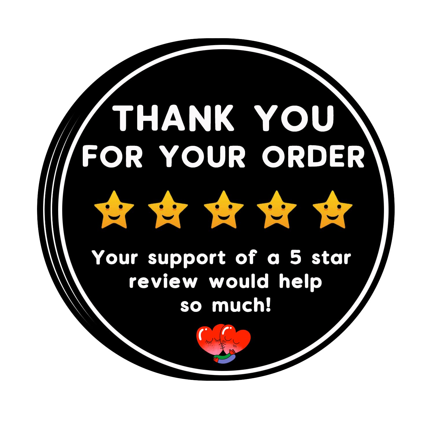 300PCS 5-Star Review Delivery Labels - 2-Inch Thank You Stickers,Enhance Customer Satisfaction with Thank You for Your Order Stickers(Black)