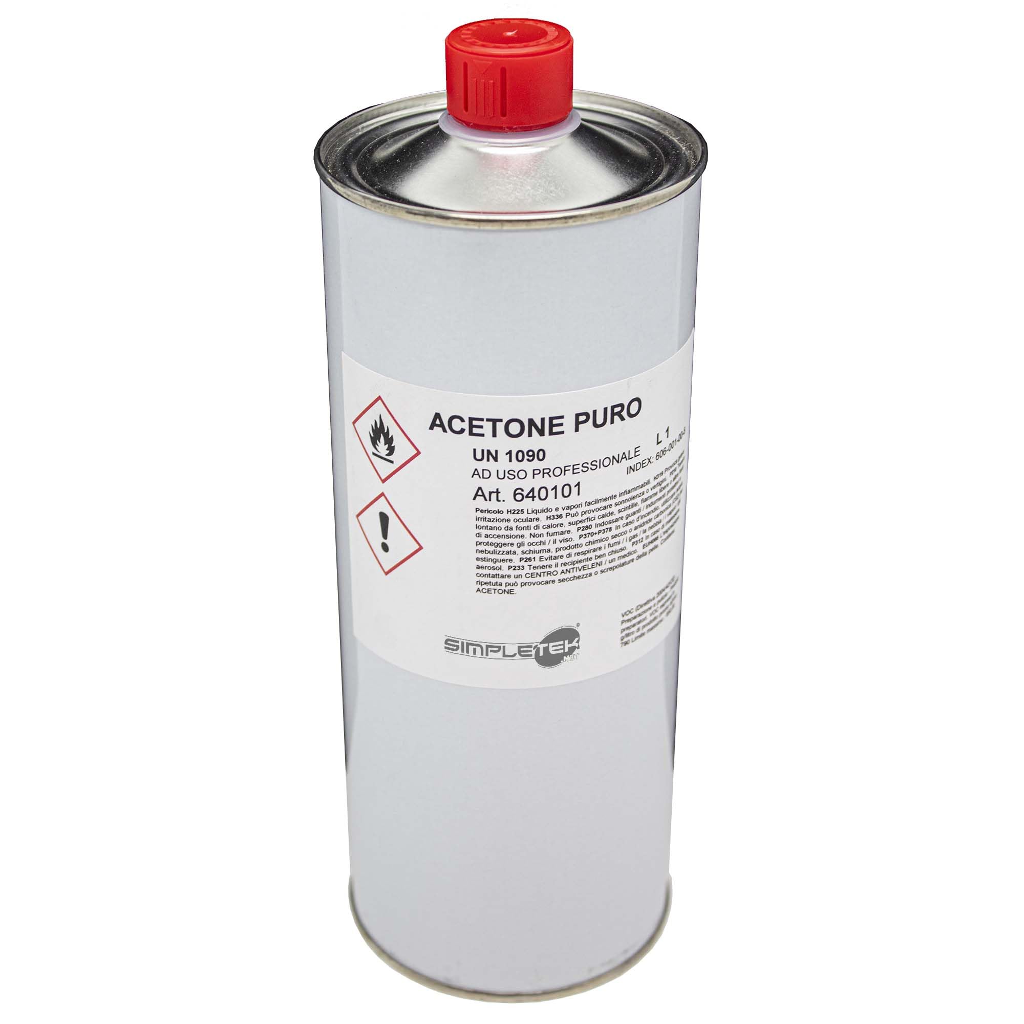 SIMPLETEK - Acetone per Rimozione Smalto Unghie Puro Vernici Macchie Grasso 1000 ml