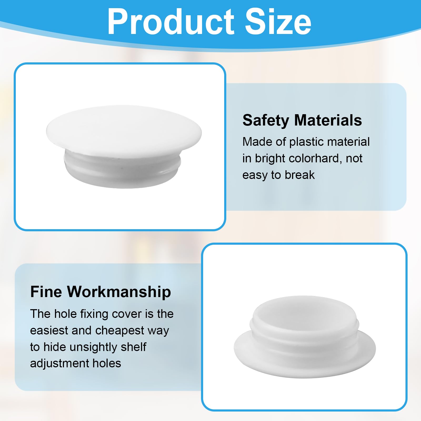 200Pcs Plastic Hole Plug Set, 5/6/8/10/12/16/18/20/22/25mm Round Drill Hole Cover Caps, Flush Type Panel Hole Plugs - Image 3