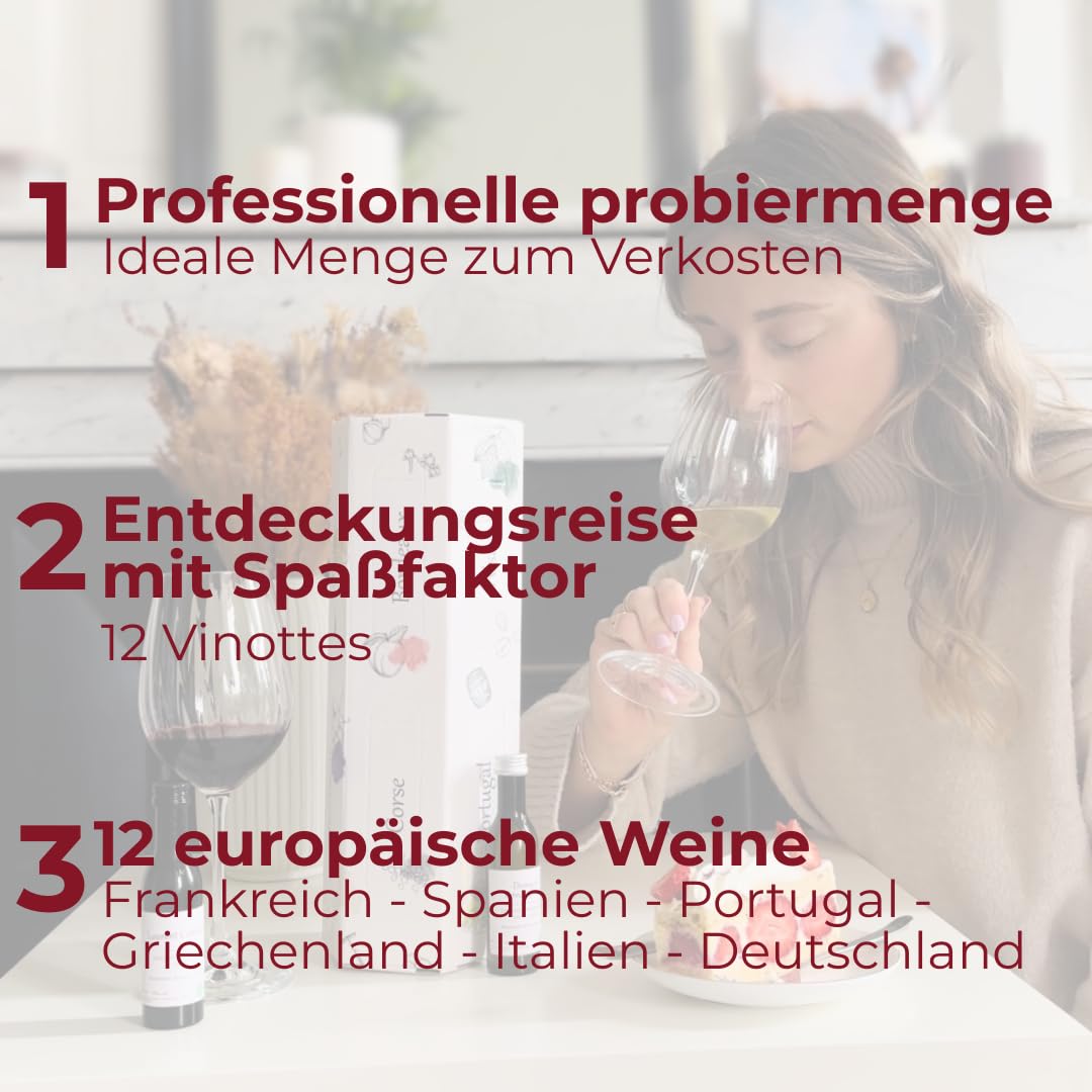 Geschenkbox für Männer/Frauen - 12 Weine aus Frankreich/Europa - Verkostung Rotwein/Weißwein/Rosé - Gourmet- und Genuss-Geschenkbox - 12 x 40 ml