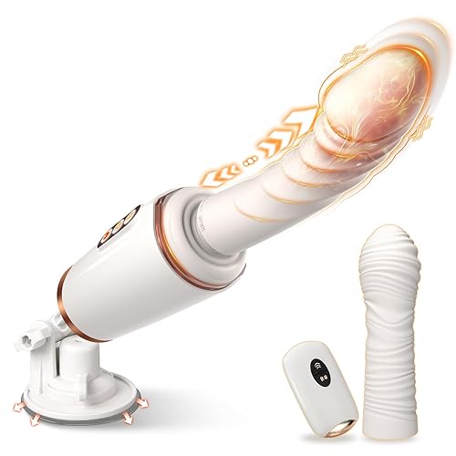 Sex Machine Thrusting Dildo Vibrator - 14 Vibrating & Thrusting Modes for Women Men G Spot Clitoral Anal Pleasure, Replaceable Heads Heating Strong Suction Cup Dildos, Remote Control Adult Sex Toys