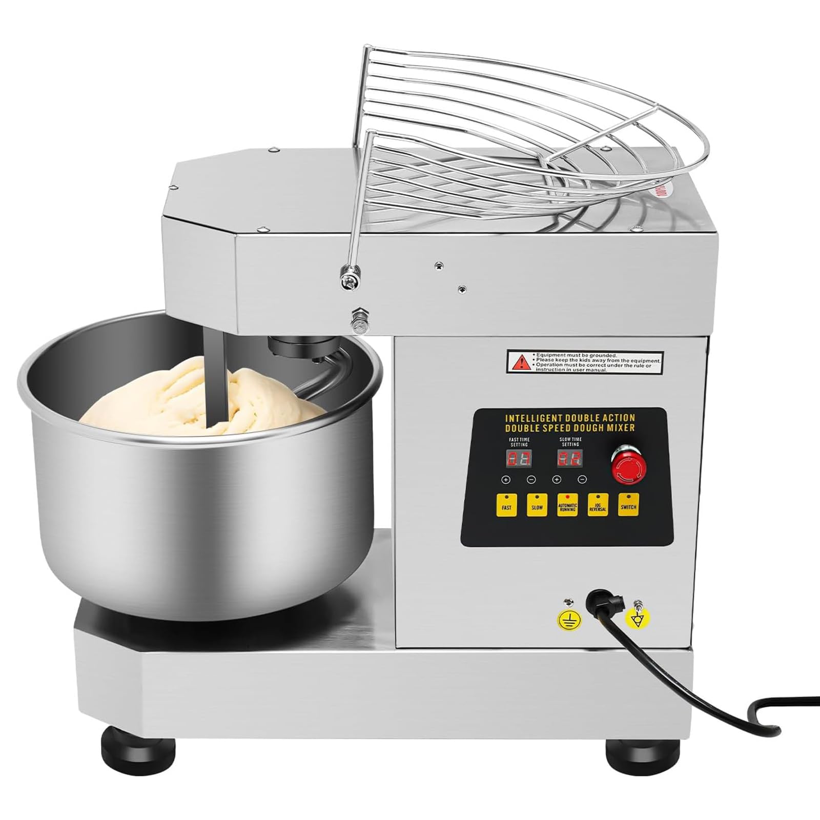 Impastatrice Professionale, Impastatrice Elettrica da 10 L/2,6 Gal, Impastatrice a Spirale per Pizza Elettrica da 750 W, capacità 10 L E velocità Regolabile, Design Sicuro, per Panetterie