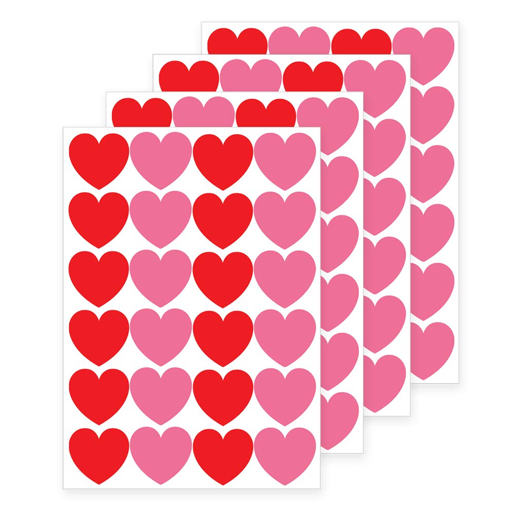 Packwith Paquete de 4 hojas de pegatinas de amor en forma de corazón rosa y rojo con impermeable, ideal para el día de San Valentín, sobres, manualidades, caja de dulces SNP57