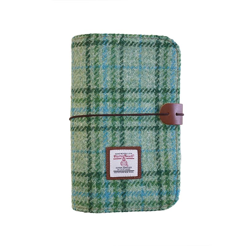 Harris Tweed A6 Notebook Binder,Wool Fabric Refillable A6 Binder,6 Ring Planner with A6 Refill Papers,Pen Loop A6 Size Notebook Journals for Writing (Mint Green)