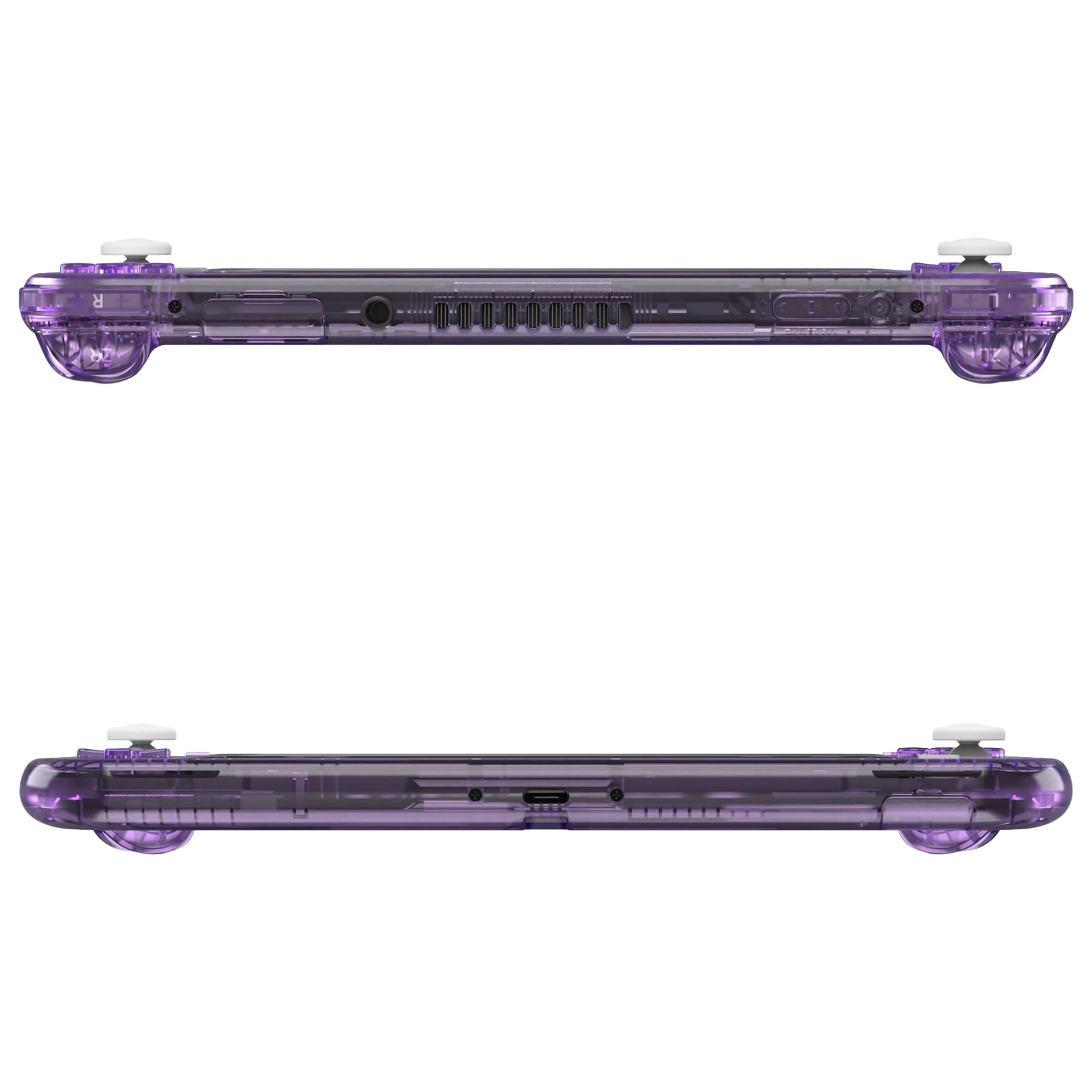 eXtremeRate Custodia Cover Scocca Pulsanti Tasti ABXY DIY Ricambio per Nintendo Switch Lite con Protezione Schermo Pellicola Vetro Temperato(Non Include Console)-Trasparente Viola Atomico