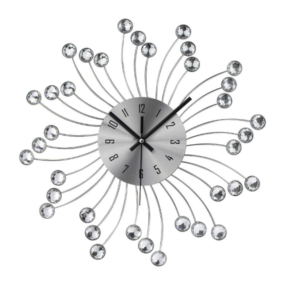 Grande horloge murale de jardin lisible et résistante en fer forgé argent 40cm