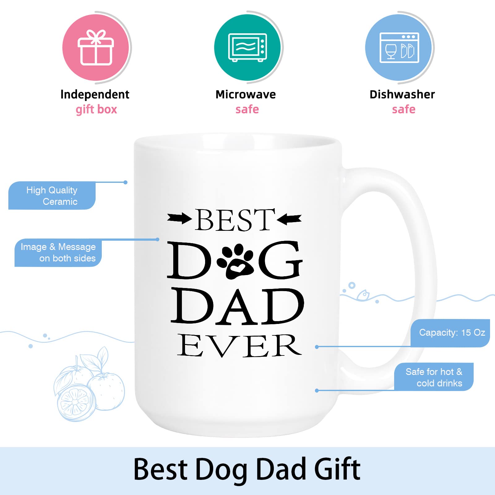 Amazon.com: Cabtnca Dog Dad Gifts, Best Dog Dad Ever Mug 15Oz, Fathers Day  Gift for Dog Lovers, Birthday Christmas Gift for Daddy Husband Men, Large  Capacity Coffee Mug White : Home &
