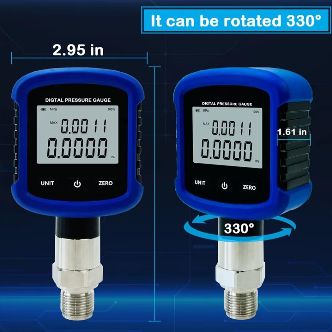 Manómetro digital de precisión, DR-S280 Manómetros giratorios de 330° Precisión 0,2% 5 dígitos -0,1 a 60MPa(0-40Mpa)