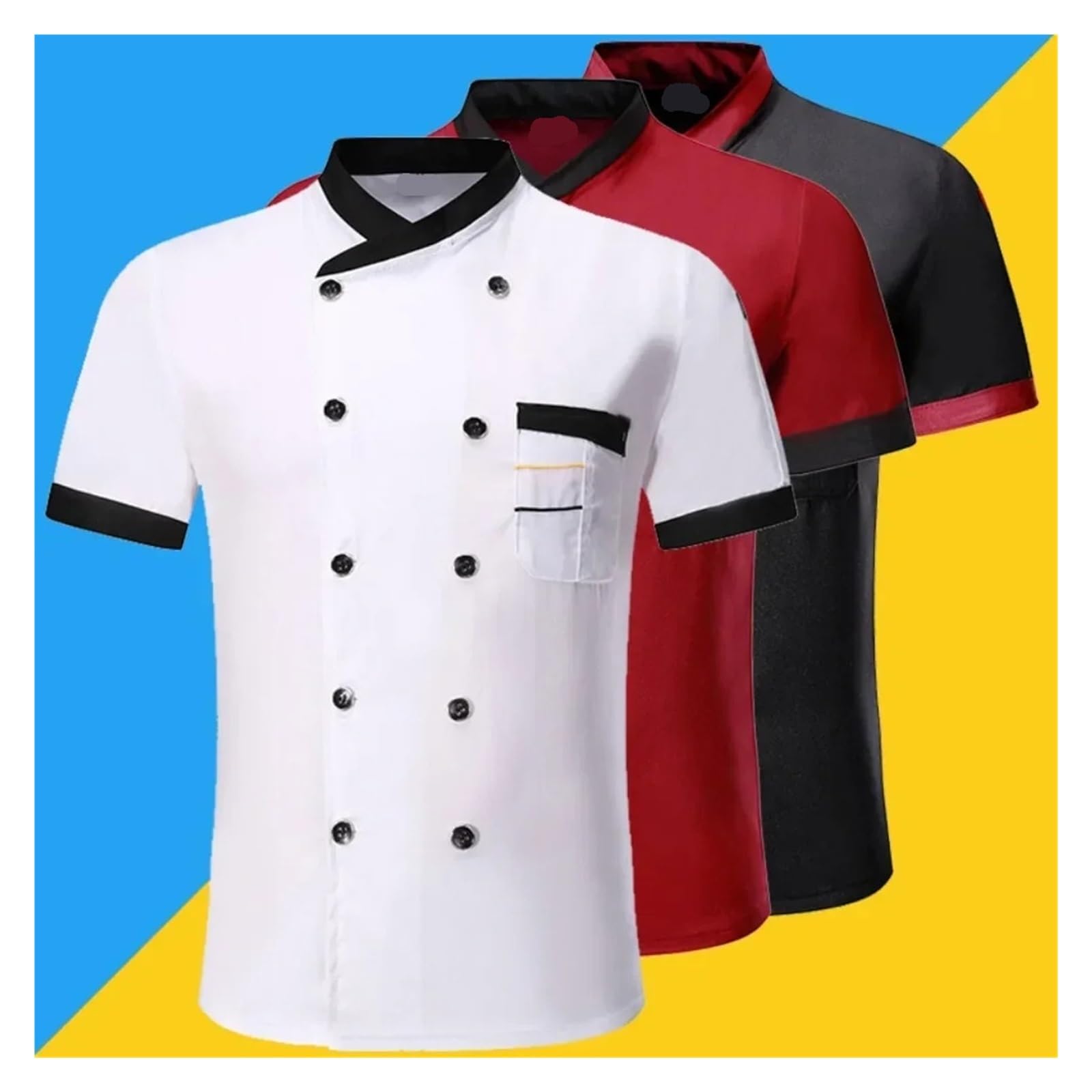 Western Restaurant Hotel Koch Overalls Lange Ärmeln Kurzen Catering Arbeitskleidung Männer Und Frauen Uniformen(Long white,M)