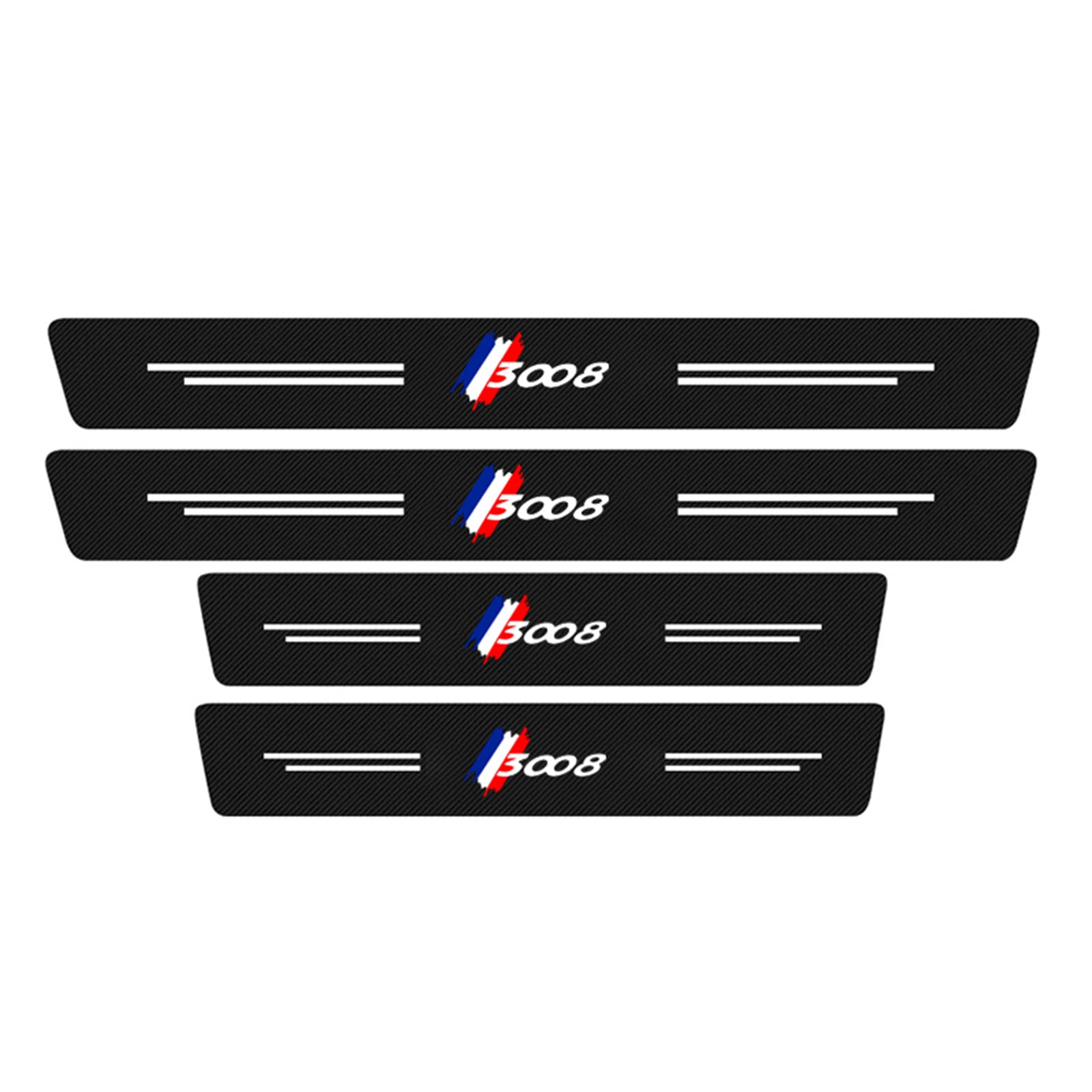 EAGLEG 4Pcs Car Door Sill Protector Strips for Peu-geot 206 207 307 308 3008 4008 5008 GT line, Carbon Fiber Automobile Threshold Kick Plate Guard Sticker Styling Decor Accessories, 3008