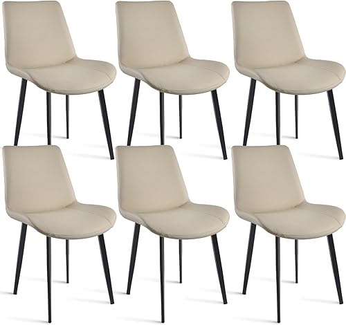 Sillas de comedor, modernas sillas de comedor de piel sintética con patas de metal resistentes, asiento tapizado, sillas laterales decorativas para
