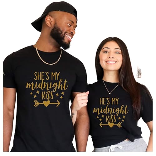 His And Hers Midnight Kiss New Years Couple Shirts, Mr And