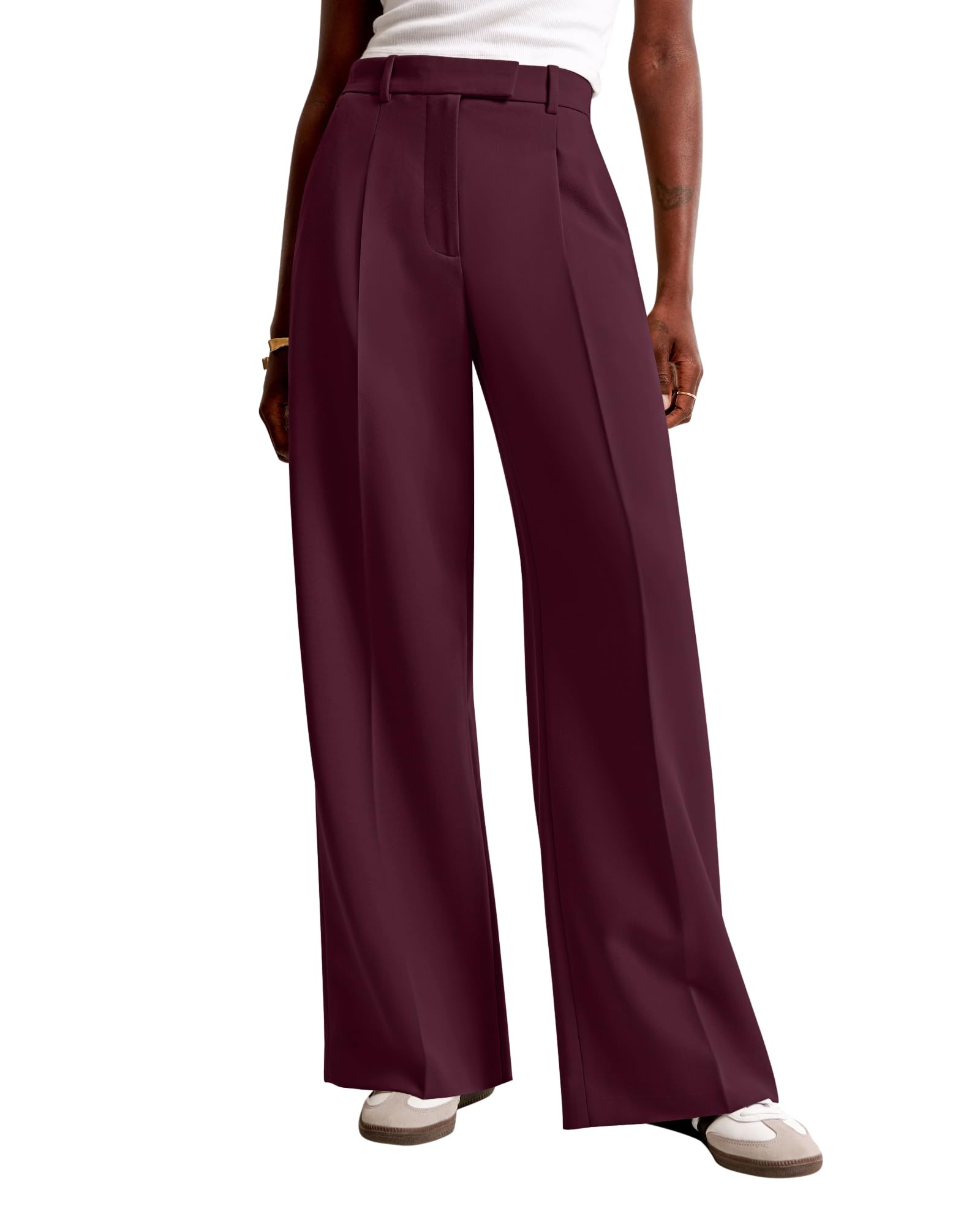 NIMIN Women Wide Leg Work Pants High Waisted Dress Trousers with Pockets | Front Pleated Palazzo Slacks, Business Casual Outfits, Formal Office Daily Wear, Professional Interview Teacher Pants