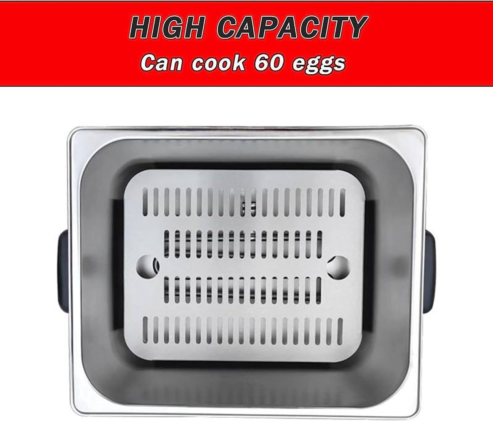 Hervidor De Huevos Comercial, Hervidor De Huevos De Gran Capacidad De 2600 W con Temperatura Constante, Cocine Sin Esfuerzo 60 Huevos con Aguas Termales, Máquina De Huevos Hervidos a Medio Cocer