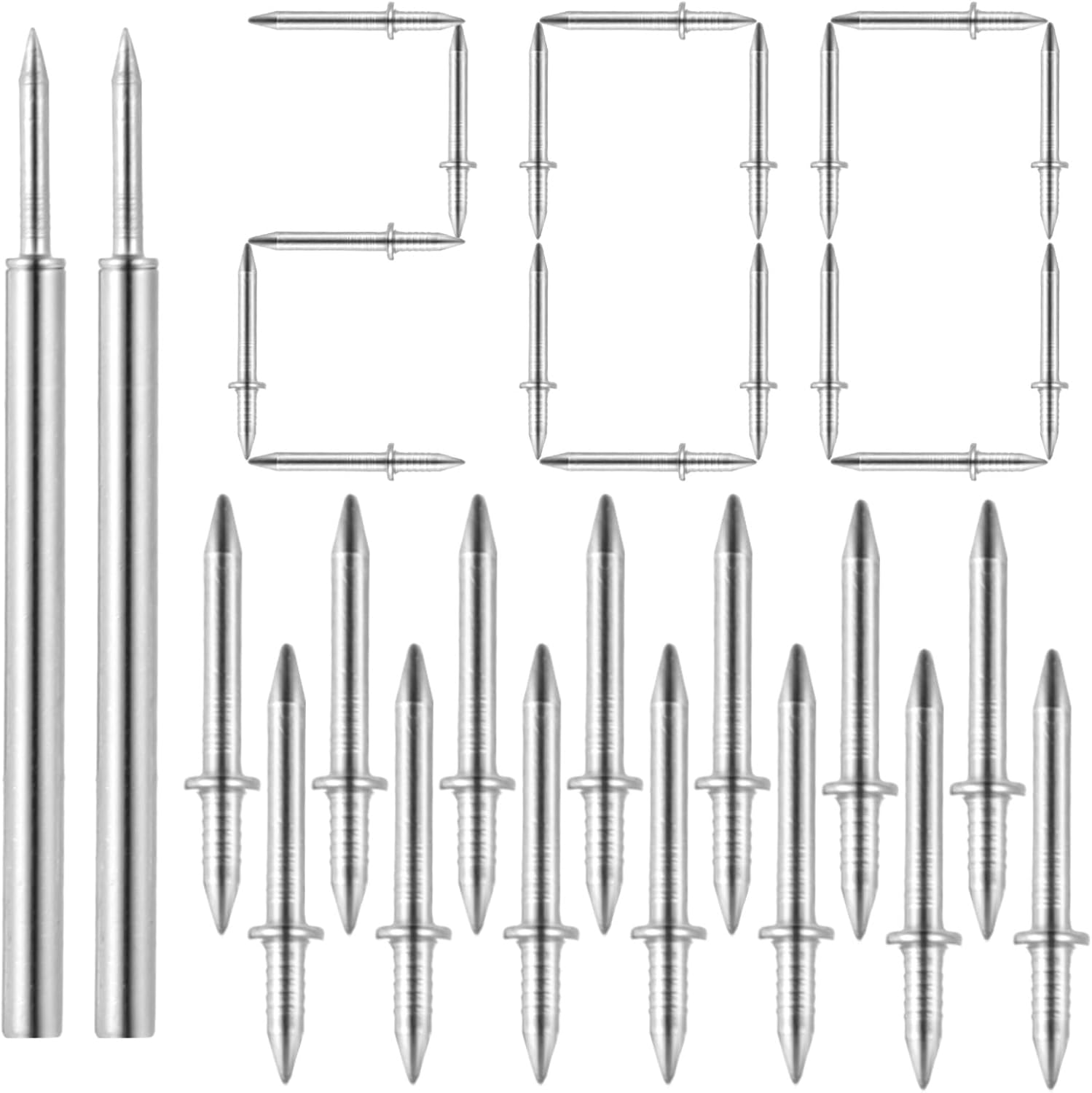 200 PCS Double-Headed Skirting Thread Seamless Nails, Dual-Headed Nails with 5 Installation Barrels, Skirting Liner Non-Marking Hidden Nails, 2-Sided Invisible Screws and Sleeve Tools (200)