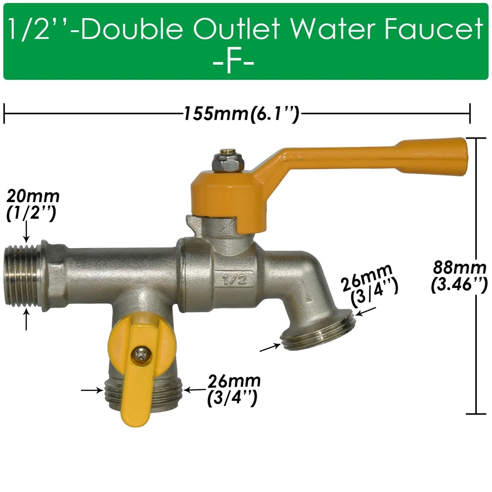 Adapter węża ogrodowego do kranu 1/5.1 cm IBC złącze zbiornika na wodę 2-drożne 1-drożne nawadnianie mosiężne złącze kranowe wymiana złączki zawór kulowy (F-1 szt.)