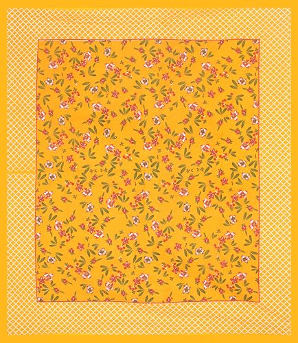 Image of JAIPUR PRINTS 100% Cotton Bedsheet for Double Size Bed bedsheets Rajasthani Jaipuri Printed Double Size Bedsheet with 2 Pillow Cover / 90x100 inch / 235x215 cm / (Yellow)