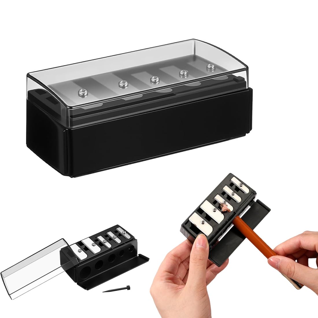 1 Pezzi Temperino Matita Occhi, Temperino Per Matite Trucco, Temperino A 5 Fori, Lip Liner E Matite Per Sopracciglia Di Varie Dimensioni, Facile Da Pulire E Adatto Ai Viaggi (Nero,A)