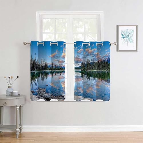 Miniatura 3 de Paneles de cortina para ventana, decoración natural, con ojales, cortinas de pared cortas para Ventanas de Cuarto de 55 pulgadas de ancho por 55