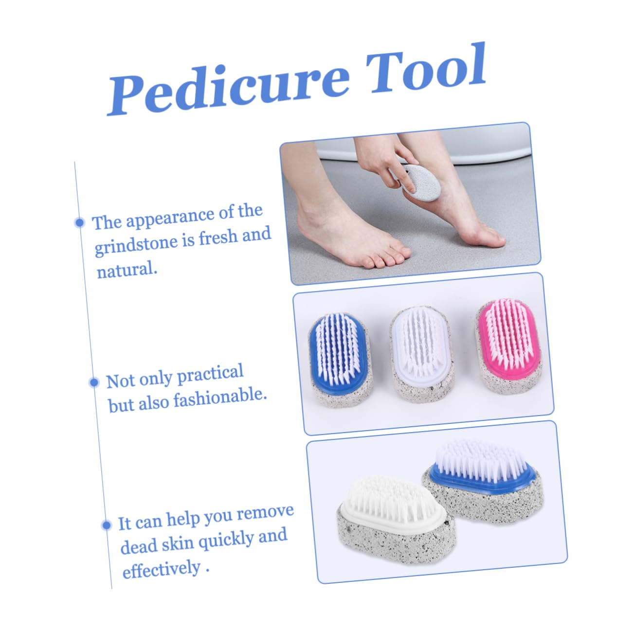 minkissy 2sets Double-Sided Foot Scraper Tool Foot Stone Exfoliating Brush 6pcs*2 Random Color