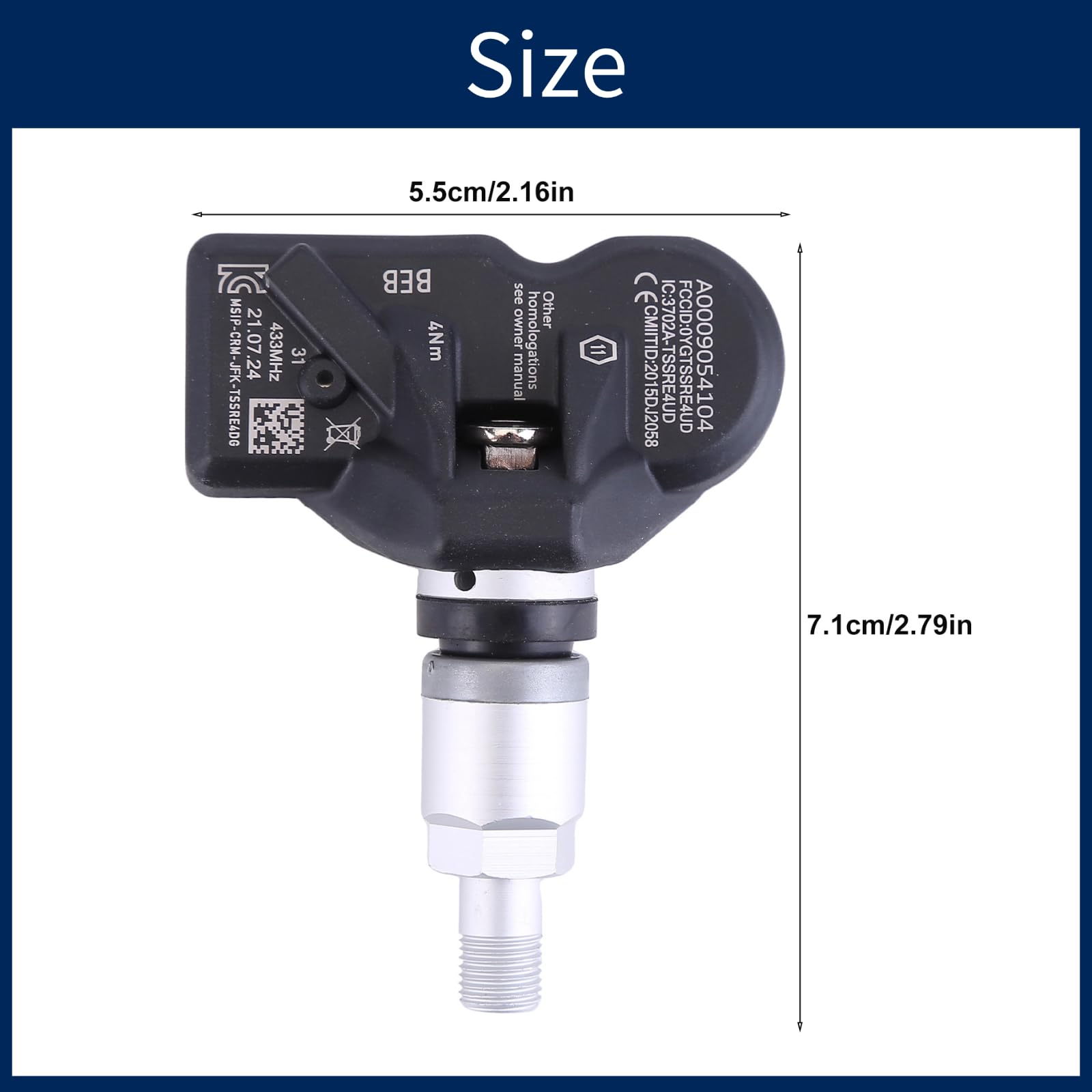 Lot de 4 capteurs de Pression des pneus TPMS 433MHz A0009054104 Compatibles avec Mercedes-Benz W213 W177 W167, Système de Surveillance de Pression de Pneu