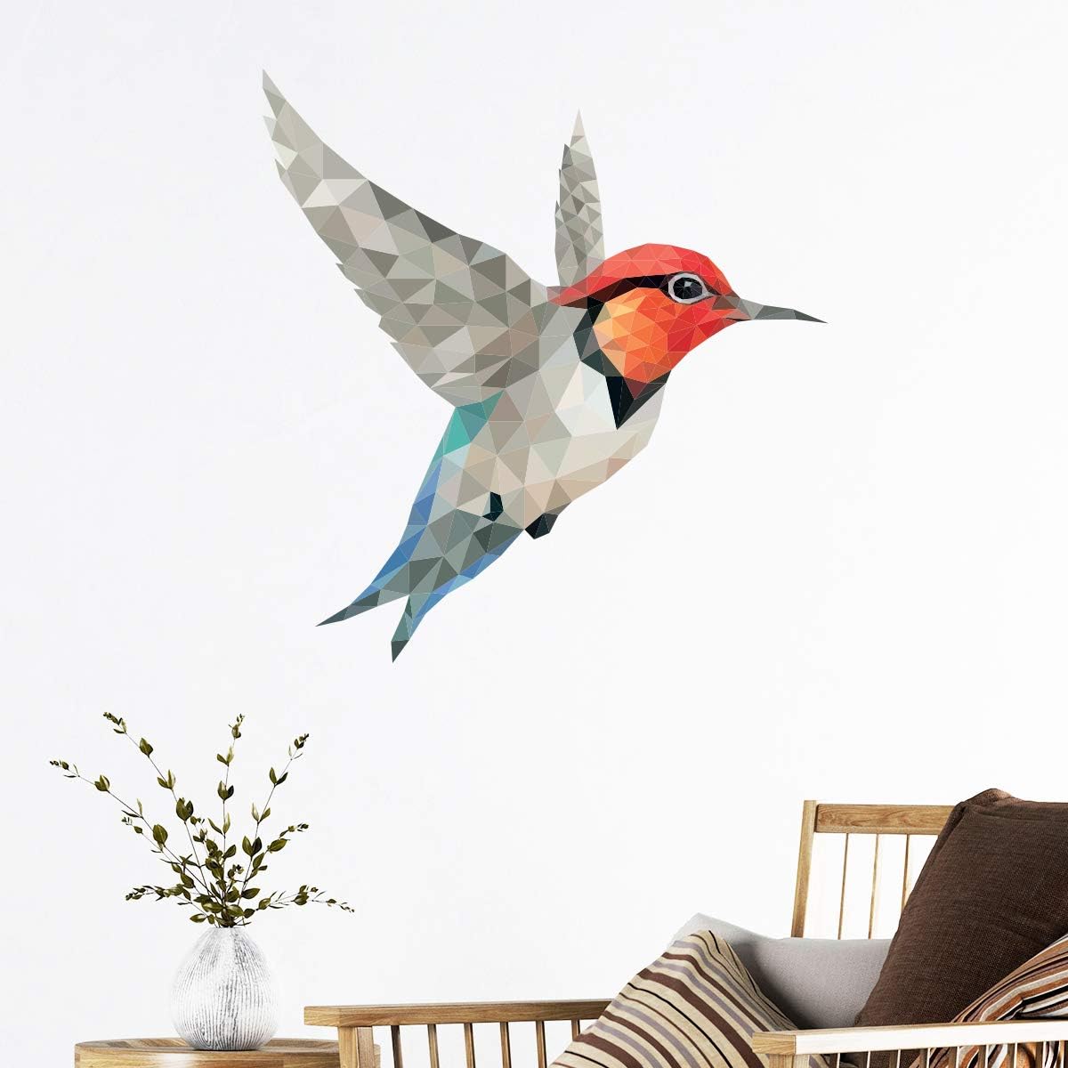 Sticker Origami|Wall Decal Hummingbird - Wall Paper Decoration Rooms and Living Rooms - 40 x 40 cm