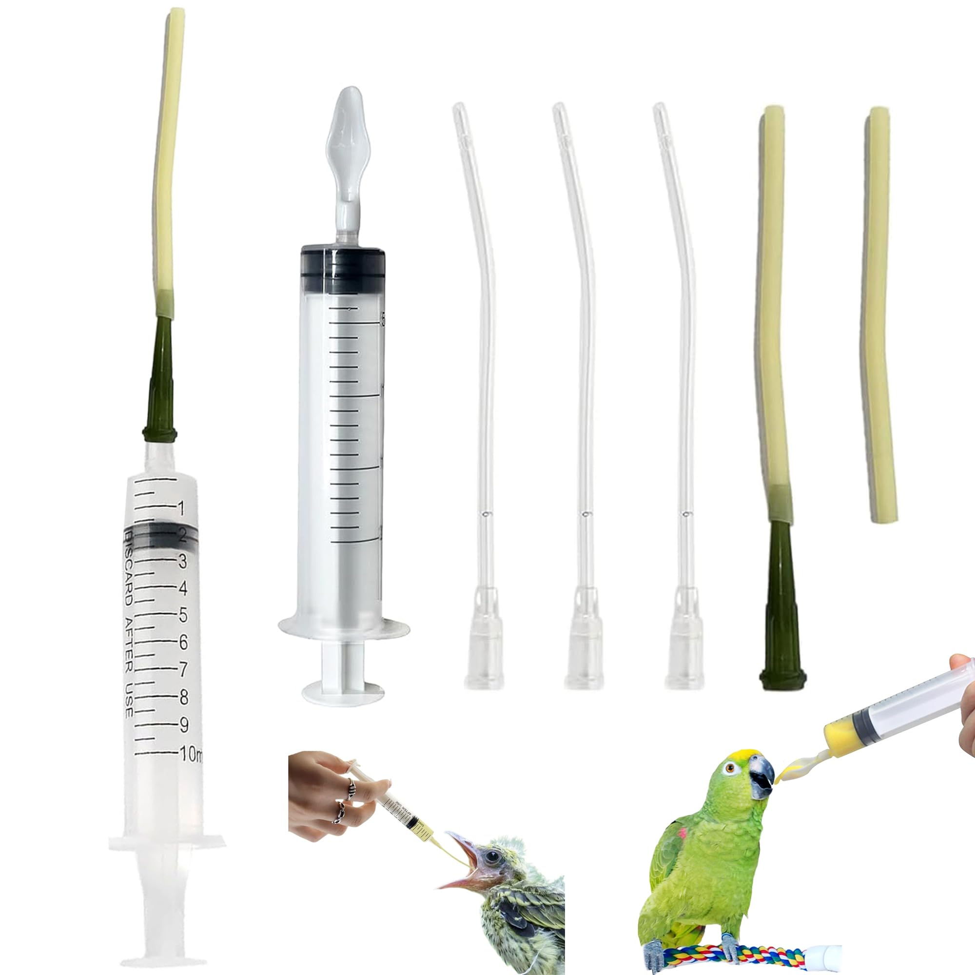 Uccelli Che nutrono siringa Tubo di Alimentazione per Uccelli Giovani siringa da 10 ml Alimentatore Pappagalli Accessori per piccioni siringa con Tubi e cucchiai per Bambino Pet Uccelli (B)