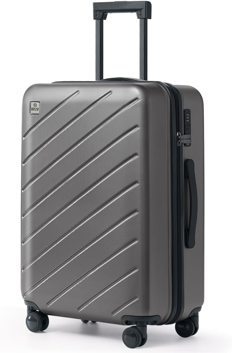 AnyZip Luggage Suitcases with Spinner Wheels PC+ABS Hardshell TSA Lock Checked Luggage 24Inch Darkgray Darkgray 24" Checked-Medium
