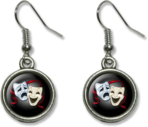 Pendientes colgantes con diseño de tragedia dramática