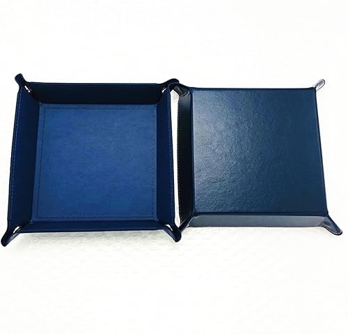 Miniatura 2 de siduater Bandeja de almacenamiento de escritorio, caja de reloj de piel sintética, billetera para cambio de monedas, bandeja para llaves (azul