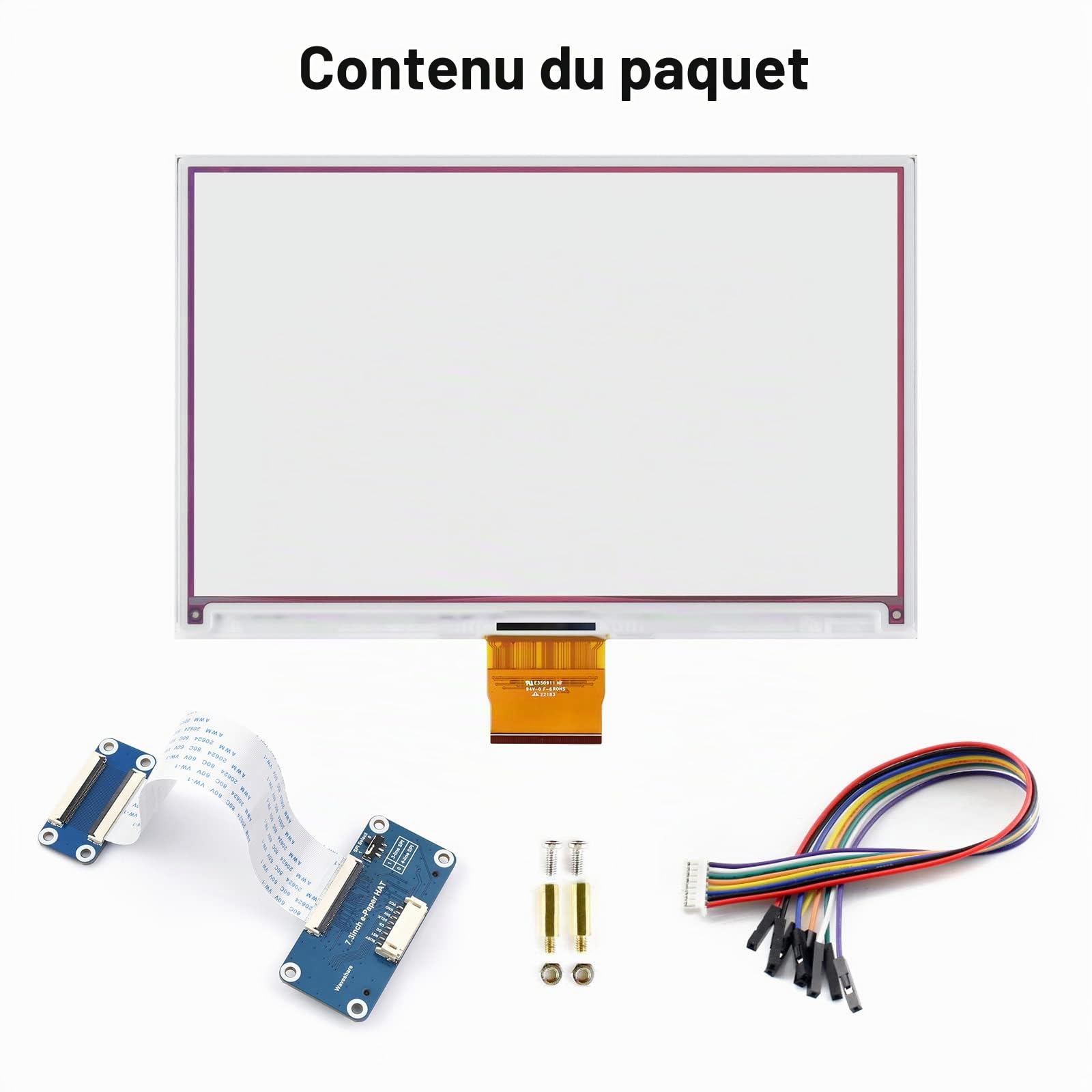 Waveshare 7.3inch ACeP 7-Color E-Paper Hat(with PCB), 800x480 Resolution, SPI Interface, Low Power Consumption, Wide Viewing Angle, Paper-Like, for Shelf Label/Industrial Instruments, etc