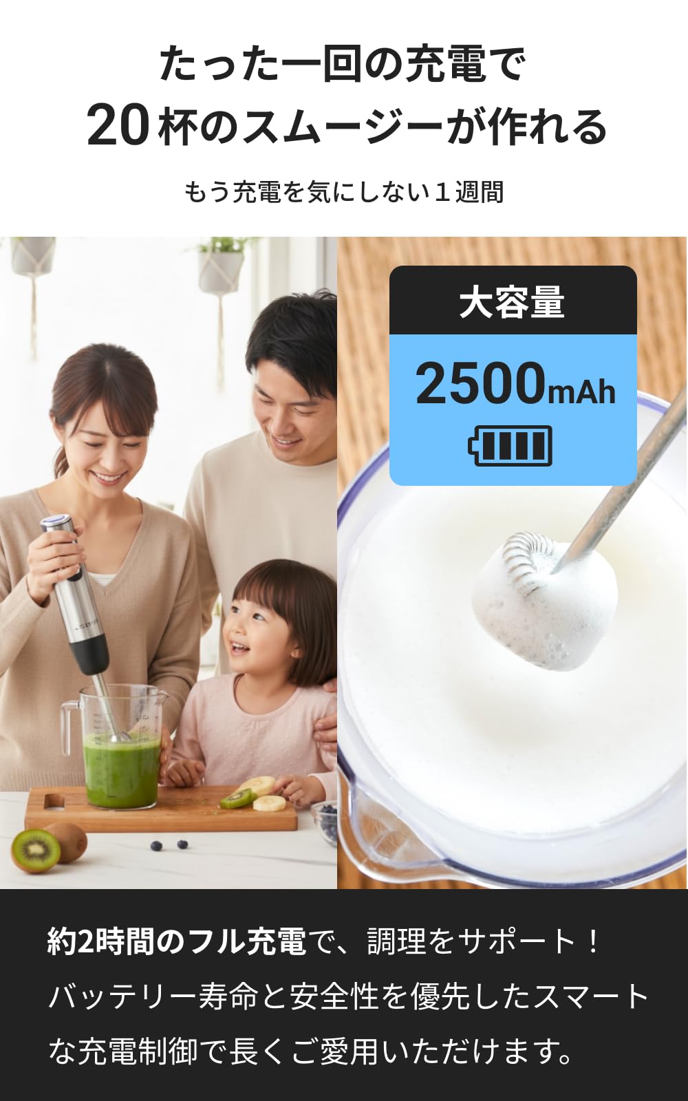 Amazon | Acasas+ コードレス ハンドブレンダー 【離乳食対応】 1台7役