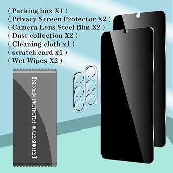BIGFACE Galaxy S23 privacy Tempered Glass Screen Protector + Camera Lens Protector [ 2 + 2 Pack ][Anti-Scratch][Ultrasonic Fingerprint Unlock] Clear HD Protective Film for Samsung Galaxy S23