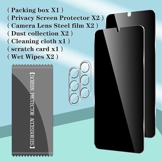 BIGFACE Galaxy S23 privacy Tempered Glass Screen Protector + Camera Lens Protector [ 2 + 2 Pack ][Anti-Scratch][Ultrasonic Fingerprint Unlock] Clear HD Protective Film for Samsung Galaxy S23