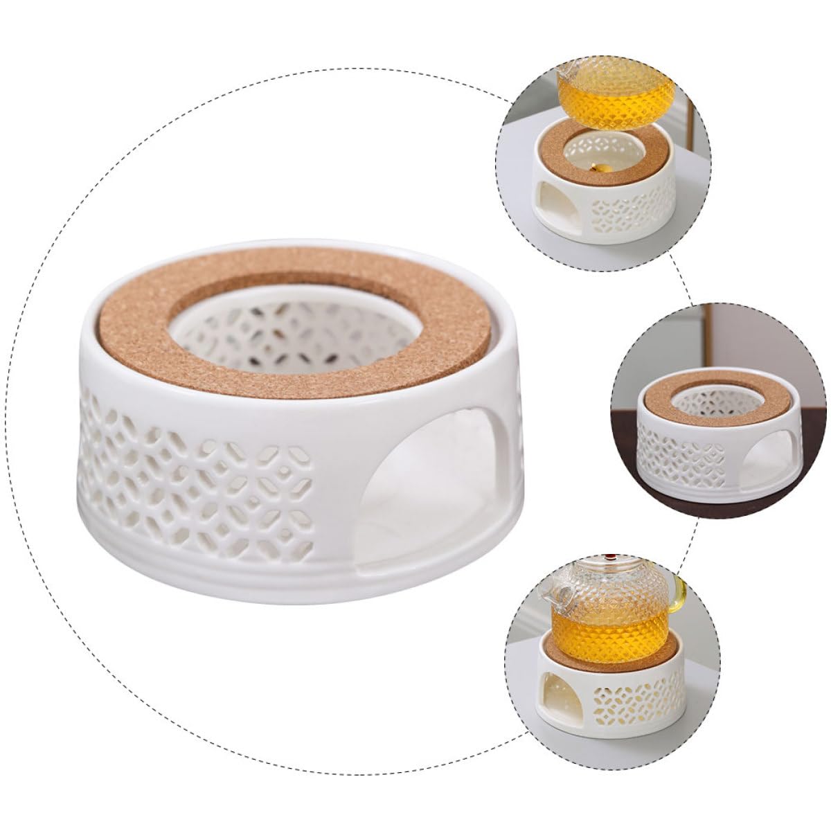 Base Chauffante pour Théière en Céramique Blanche Élégante Chauffe-Thé Japonais à Bougie Léger et Portable pour Maison et Bureau Outil Créatif pour Chauffer Le Thé Boissons